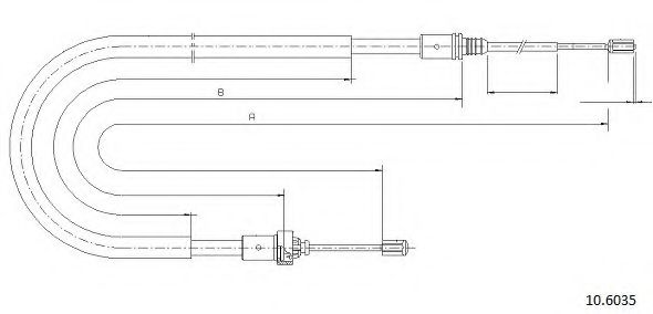 Трос, стояночная тормозная система CABOR 10.6035
