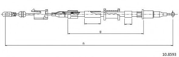 Трос, стояночная тормозная система CABOR 10.8593