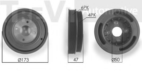 Ременный шкив, коленчатый вал TREVI AUTOMOTIVE PC1074