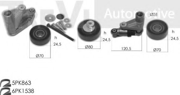 Поликлиновой ременный комплект TREVI AUTOMOTIVE KA1224