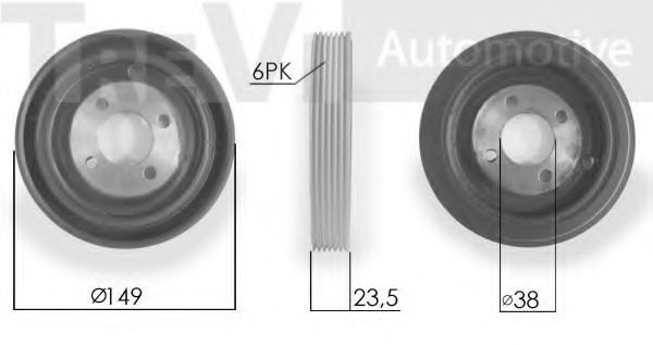 Ременный шкив, коленчатый вал TREVI AUTOMOTIVE PC1210