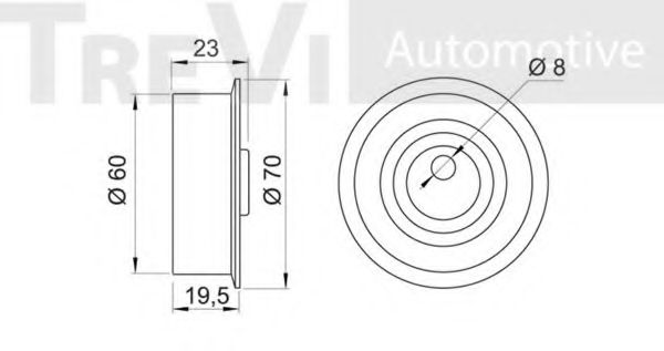 Натяжной ролик, ремень ГРМ TREVI AUTOMOTIVE T1399