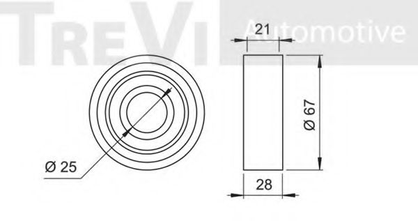 Паразитный / Ведущий ролик, зубчатый ремень TREVI AUTOMOTIVE T1012
