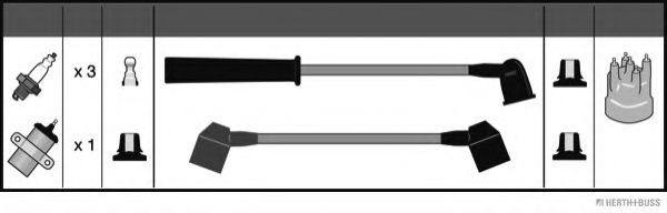 Комплект проводов зажигания HERTH+BUSS JAKOPARTS J5386005