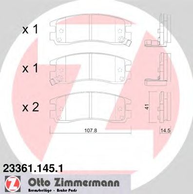 Комплект тормозных колодок, дисковый тормоз ZIMMERMANN 23361.145.1