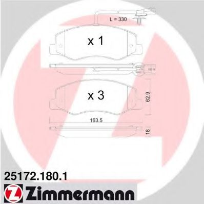 Комплект тормозных колодок, дисковый тормоз ZIMMERMANN 25172.180.1