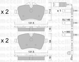 Комплект тормозных колодок, дисковый тормоз METELLI 22-0768-0K