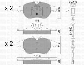 Комплект тормозных колодок, дисковый тормоз METELLI 22-0540-2K