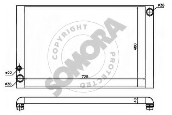 Радиатор, охлаждение двигателя SOMORA 024140