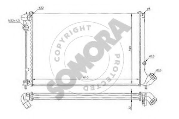 Радиатор, охлаждение двигателя SOMORA 052240D