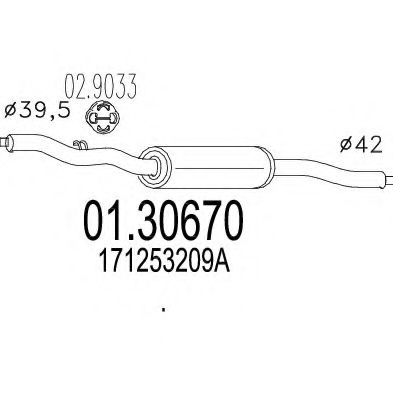 Средний глушитель выхлопных газов TIMAX 220275
