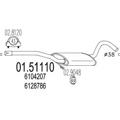 Средний глушитель выхлопных газов ROSI 10013