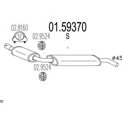 Средний глушитель выхлопных газов MTS 01.59370
