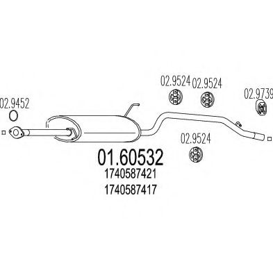 Глушитель выхлопных газов конечный MTS 01.60532