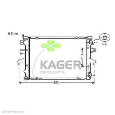 Радиатор, охлаждение двигателя KAGER 31-3428