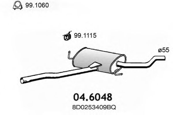 Средний глушитель выхлопных газов ASSO 04.6048
