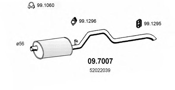 Глушитель выхлопных газов конечный ASSO 09.7007