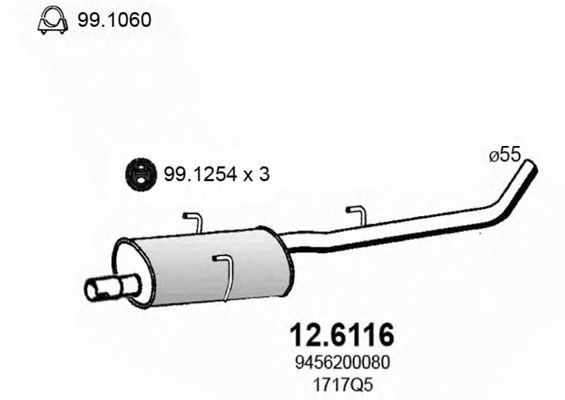 Средний глушитель выхлопных газов ASSO 12.6116