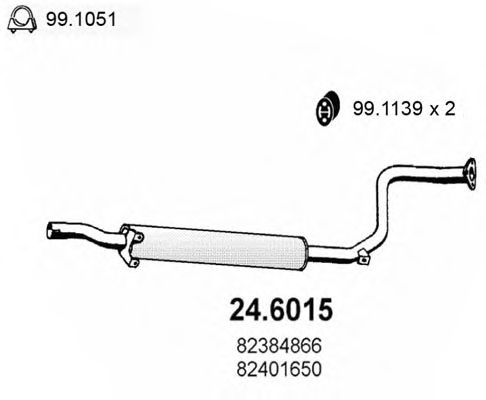 Средний глушитель выхлопных газов ASSO 24.6015