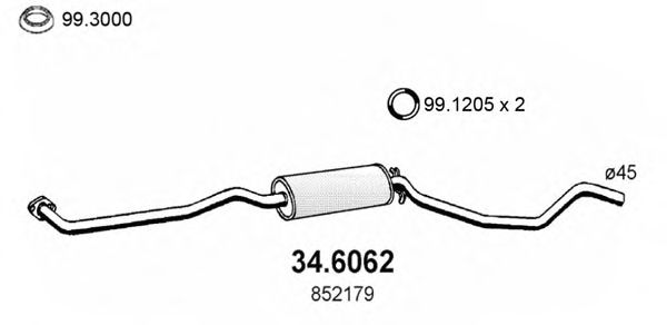 Средний глушитель выхлопных газов ASSO 34.6062