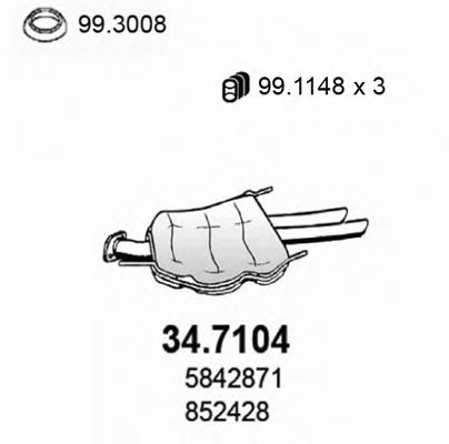 Глушитель выхлопных газов конечный ASSO 34.7104