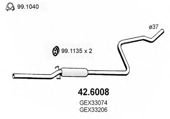 Средний глушитель выхлопных газов ASSO 426008