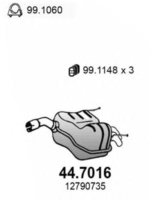 Глушитель выхлопных газов конечный ASSO 44.7016