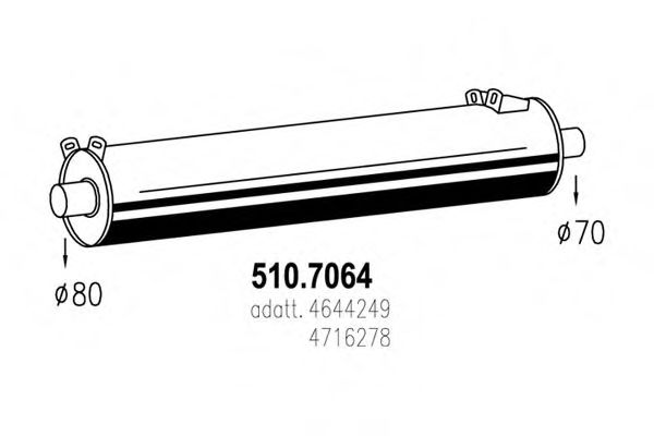Средний / конечный глушитель ОГ ASSO 510.7064