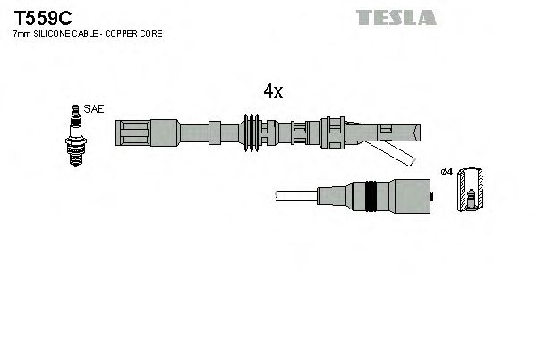 Комплект проводов зажигания TESLA T559C