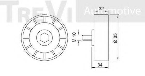 Натяжной ролик, поликлиновой  ремень TREVI AUTOMOTIVE A1001