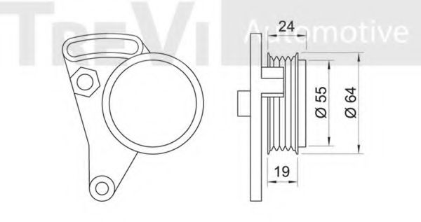 Натяжной ролик, поликлиновой  ремень TREVI AUTOMOTIVE T1787