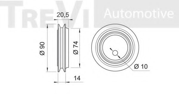 Натяжной ролик, клиновой ремень TREVI AUTOMOTIVE T1201