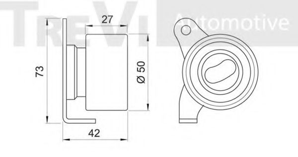 Натяжной ролик, ремень ГРМ TREVI AUTOMOTIVE T1345