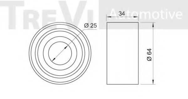 Паразитный / Ведущий ролик, зубчатый ремень TREVI AUTOMOTIVE 083032