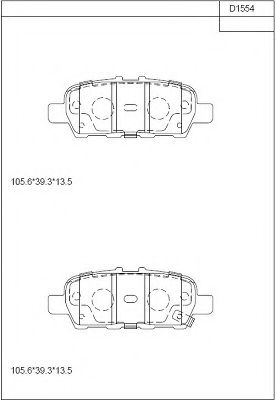 Комплект тормозных колодок, дисковый тормоз ASIMCO KD1554