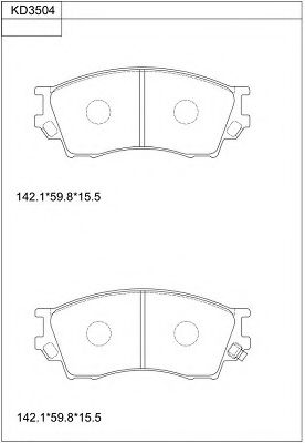 Комплект тормозных колодок, дисковый тормоз ASIMCO KD3504