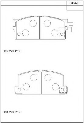 Комплект тормозных колодок, дисковый тормоз ASIMCO KD4347F
