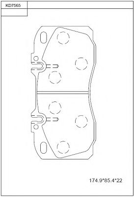 Комплект тормозных колодок, дисковый тормоз ASIMCO KD7565