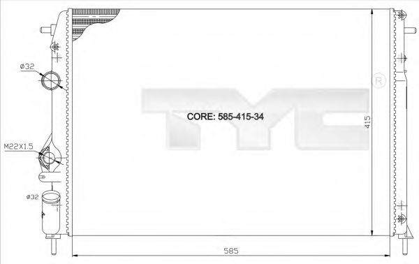 Радиатор, охлаждение двигателя TYC 728-0011