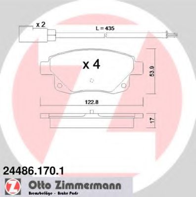 Комплект тормозных колодок, дисковый тормоз ZIMMERMANN 24486.170.1