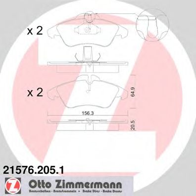 Комплект тормозных колодок, дисковый тормоз ZIMMERMANN 21577