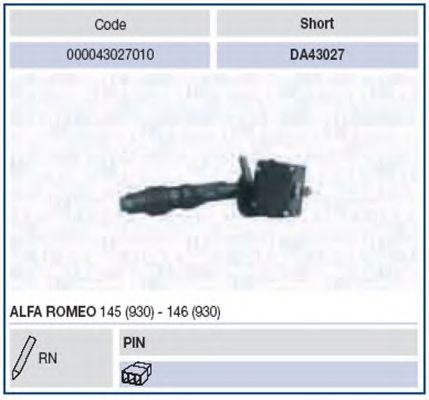 Выключатель на колонке рулевого управления MAGNETI MARELLI 43027