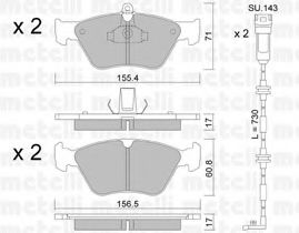 Комплект тормозных колодок, дисковый тормоз METELLI 22-0128-1K