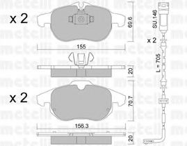 Комплект тормозных колодок, дисковый тормоз METELLI 22-0540-1K