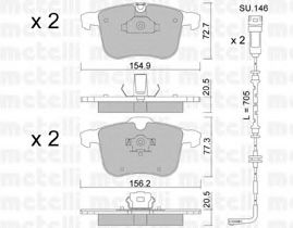 Комплект тормозных колодок, дисковый тормоз METELLI 22-0813-0K