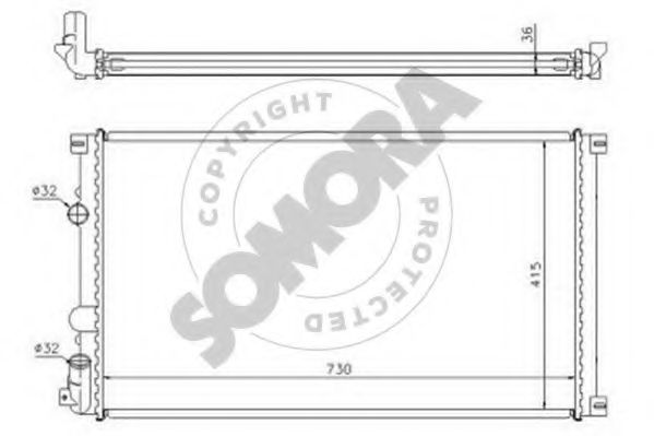 Радиатор, охлаждение двигателя SOMORA 245640