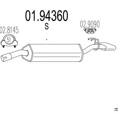 Глушитель выхлопных газов конечный MTS 01.94360