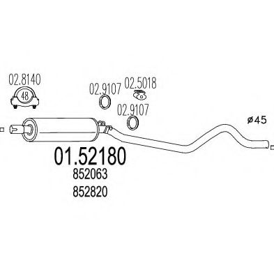 Средний глушитель выхлопных газов MTS 01.52180