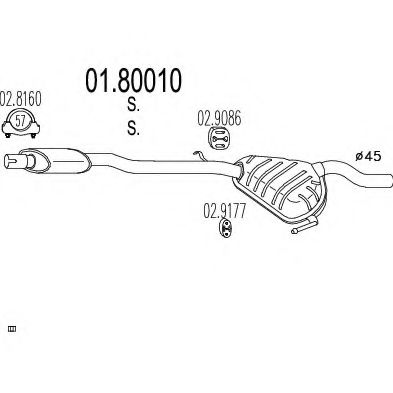 Средний глушитель выхлопных газов TIMAX 240700