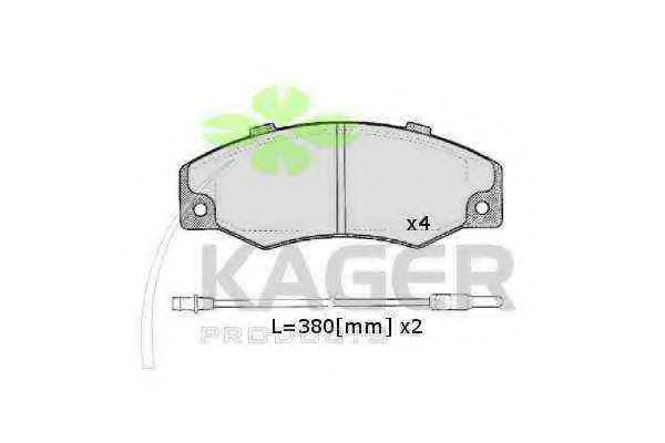 Комплект тормозных колодок, дисковый тормоз KAGER 35-0038